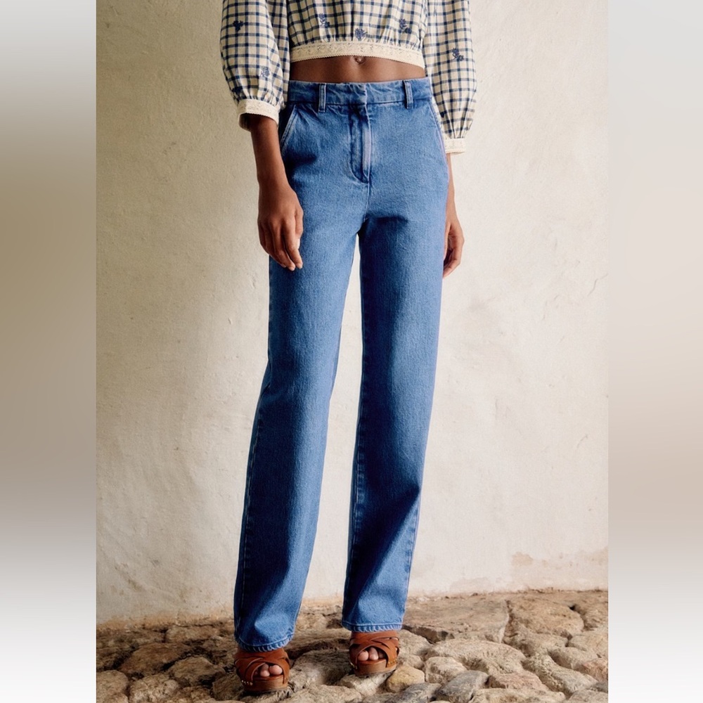 Sezane Lino Trousers Indigo Blue - Size 4